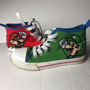 Super Mario Brothers Kids Hi Top Tennis Shoes   Size 12